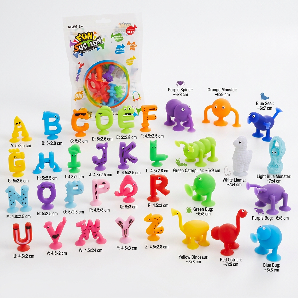 Educational suction cup letters and numbers toy