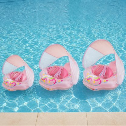 Baby Swim Float with Sun Canopy – Inflatable Infant Swimming Ring for Safe Water Fun