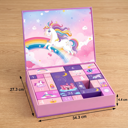 24-Day Unicorn Advent Calendar with Hair Accessories, Stickers & Surprise Gifts