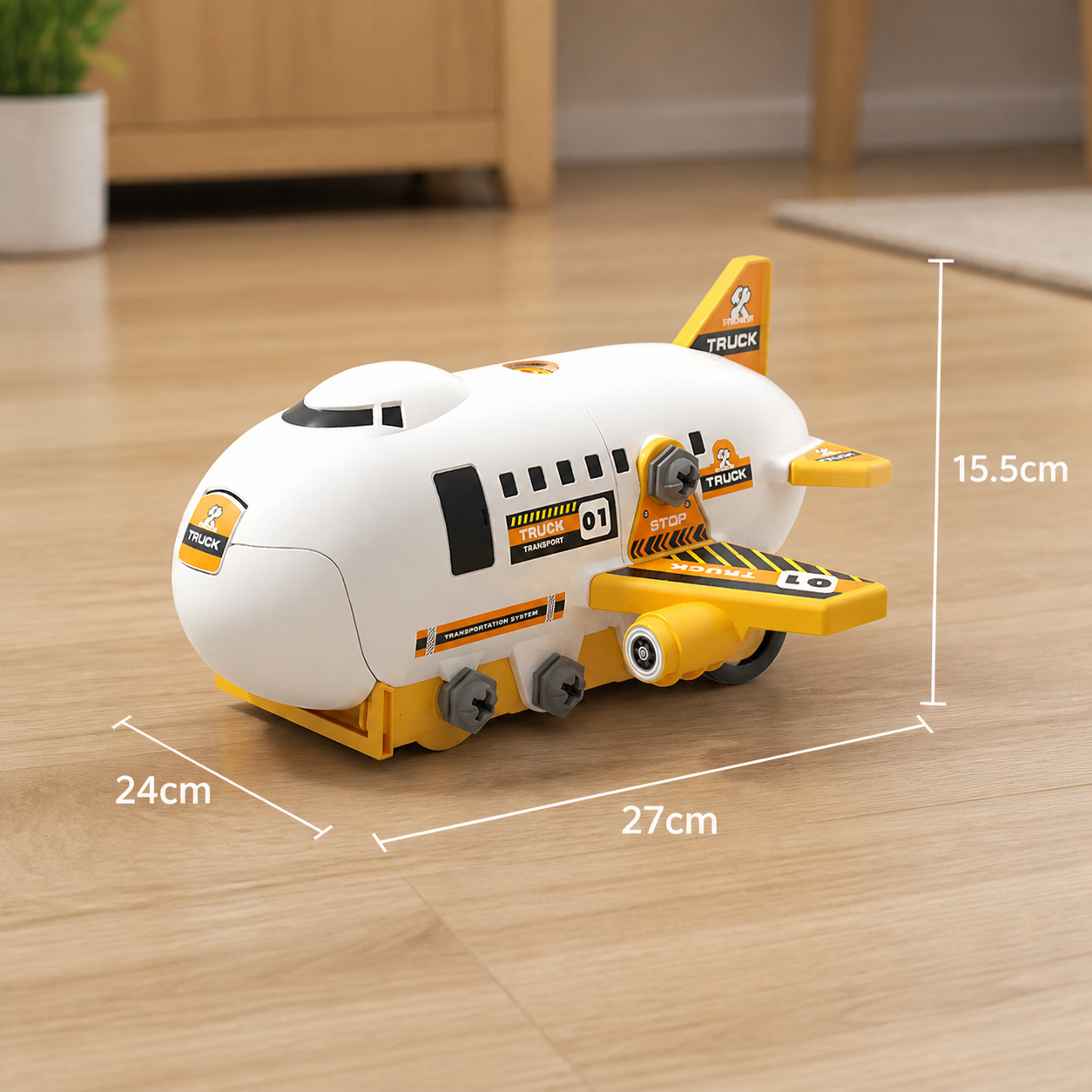 DIY Airplane Transport Truck Playset with Construction Vehicles
