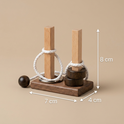 Handmade Wooden Rope Brain Teaser – Logic Puzzle Game for the Whole Family