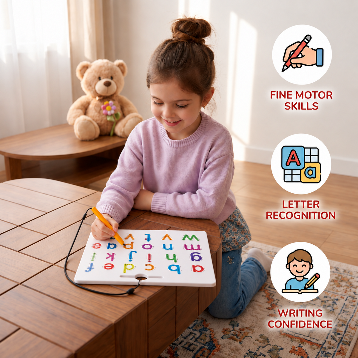 2-in-1 Magnetic Letter Tracing Board for Uppercase & Lowercase Writing Practice