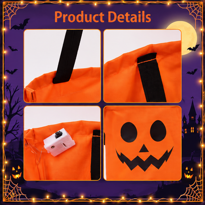LED Halloween Trick-or-Treat Candy Bucket – Reusable Light-Up Tote Bag
