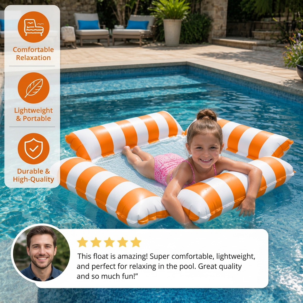 Inflatable water mat with mesh surface – comfortable pool and sun lounger