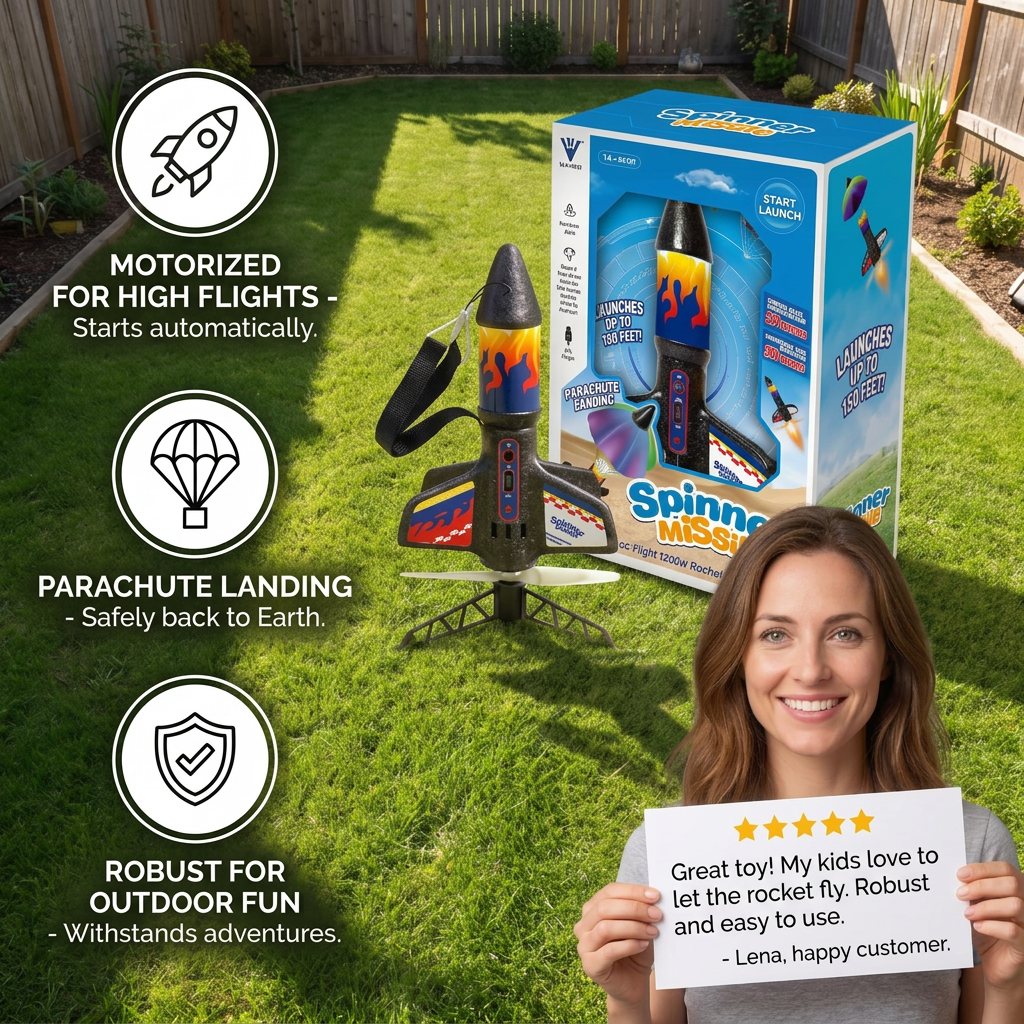 Kids Rocket Launcher with Parachute – Motorized Toy Rocket for Outdoor Adventures