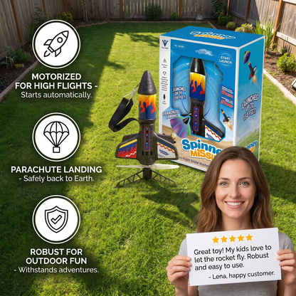 Kids Rocket Launcher with Parachute – Motorized Toy Rocket for Outdoor Adventures