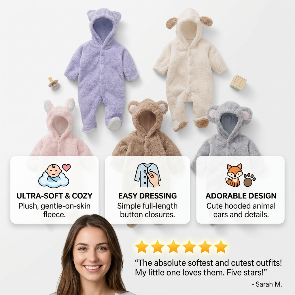 Cute Baby Onesie in Bear Design