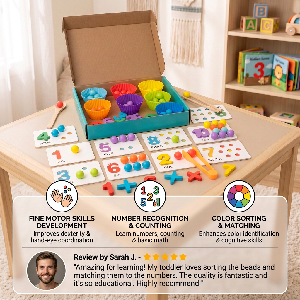 Montessori Ball Number and Colour Sorting Set for Learning to Count