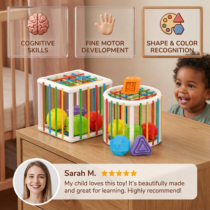 Wooden Shape Sorting Cube - Educational Toy for Kids