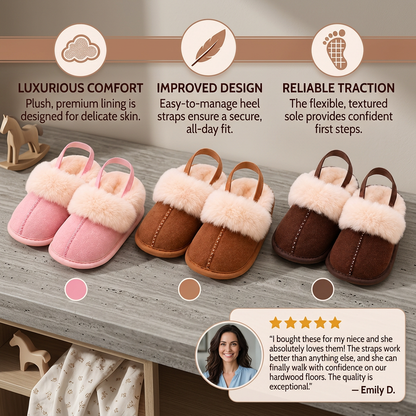 Fluffy Baby & Toddler Slippers with Soft Plush Lining and Non-Slip Soles