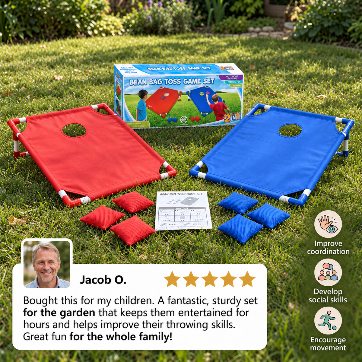 Indoor & Outdoor Two-Color Bean Bag Toss Game for Kids