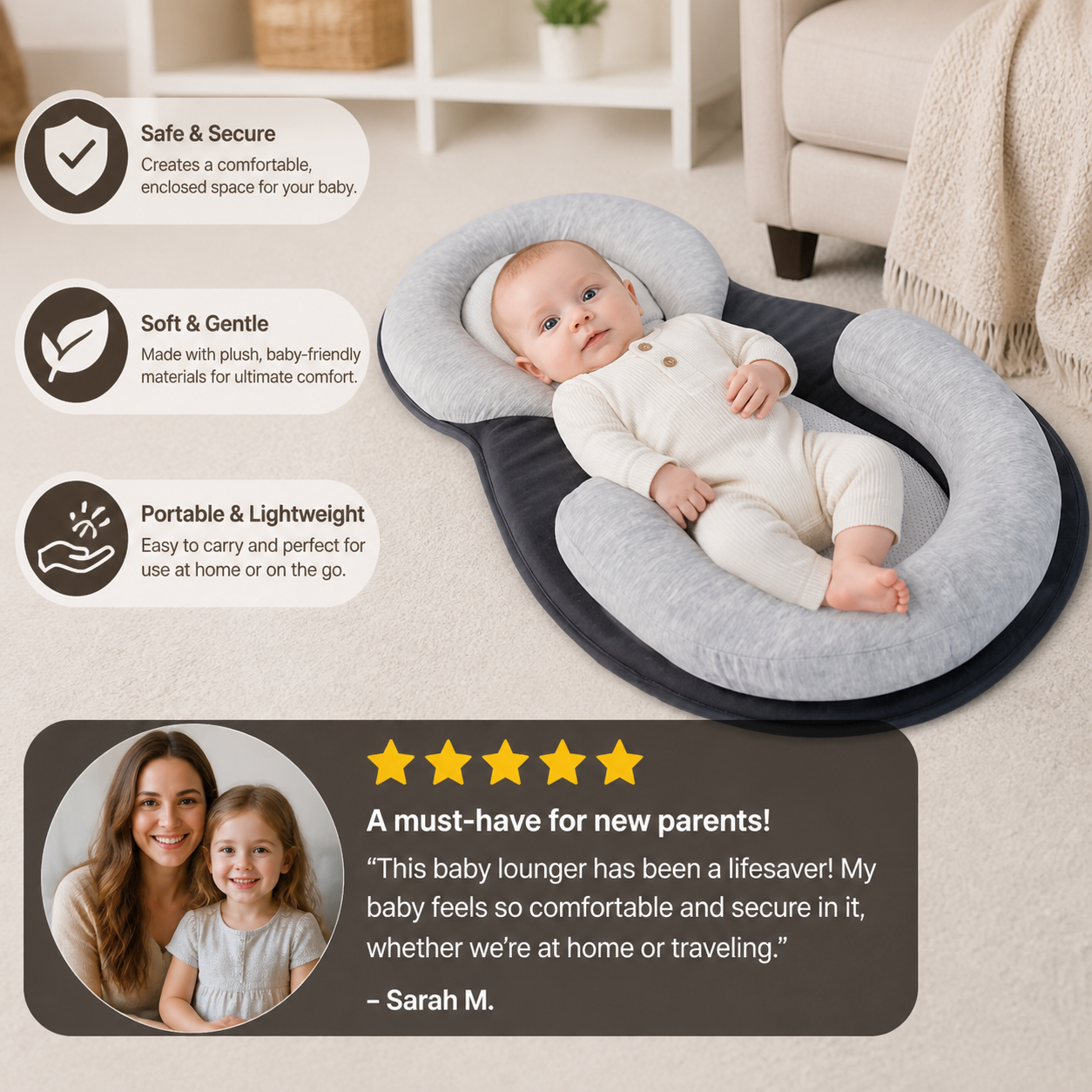 Baby Lounger - Baby Lying Pad