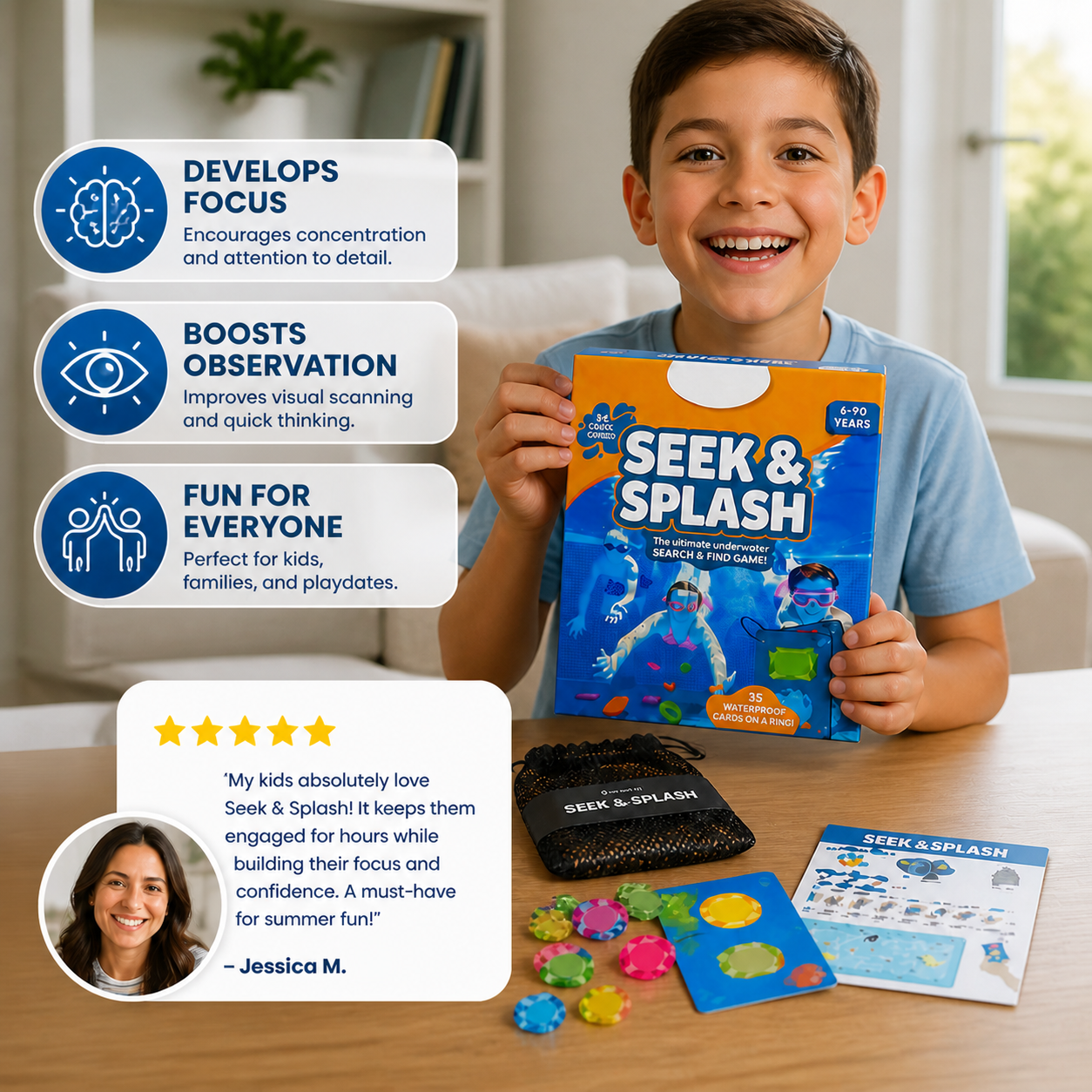 Underwater search & find game with colourful gems