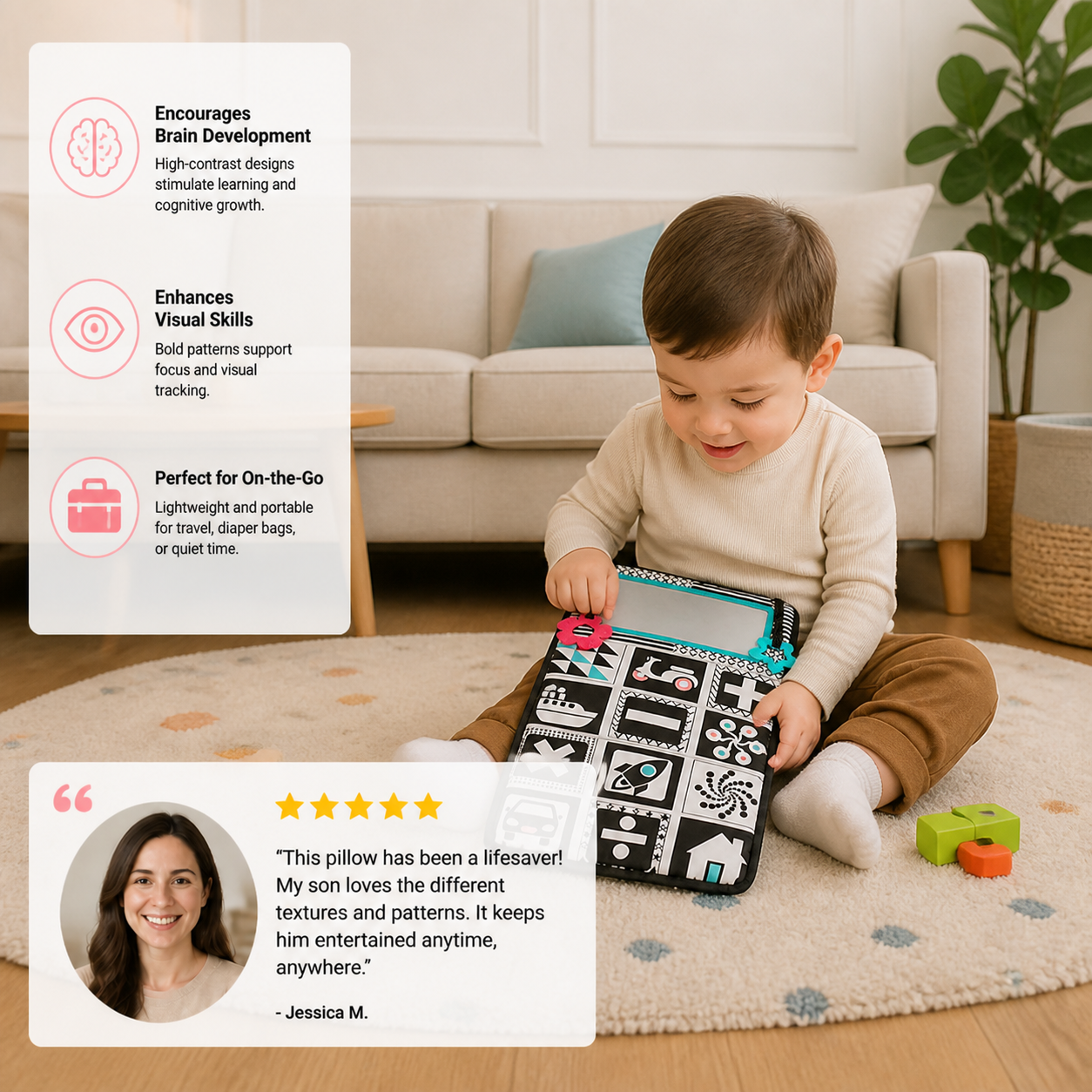 Sensory Play Pillow for On-the-Go and at Home