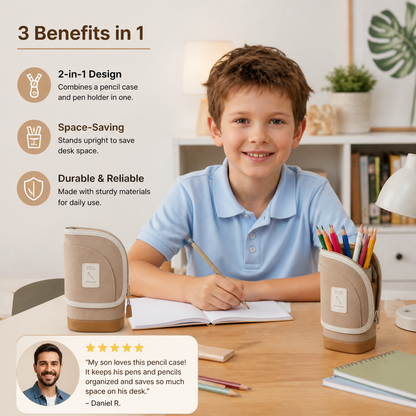 2-in-1 Pop-Up Pencil Case with Pen Holder – Space-Saving Desk Organizer