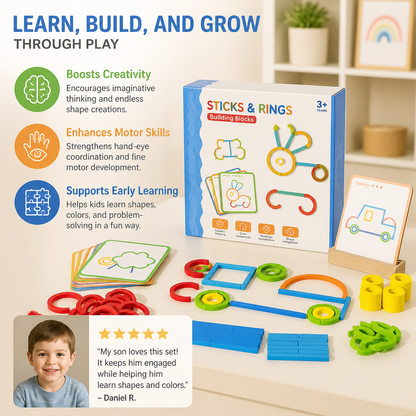 Educational Montessori Sticks and Rings Building Blocks