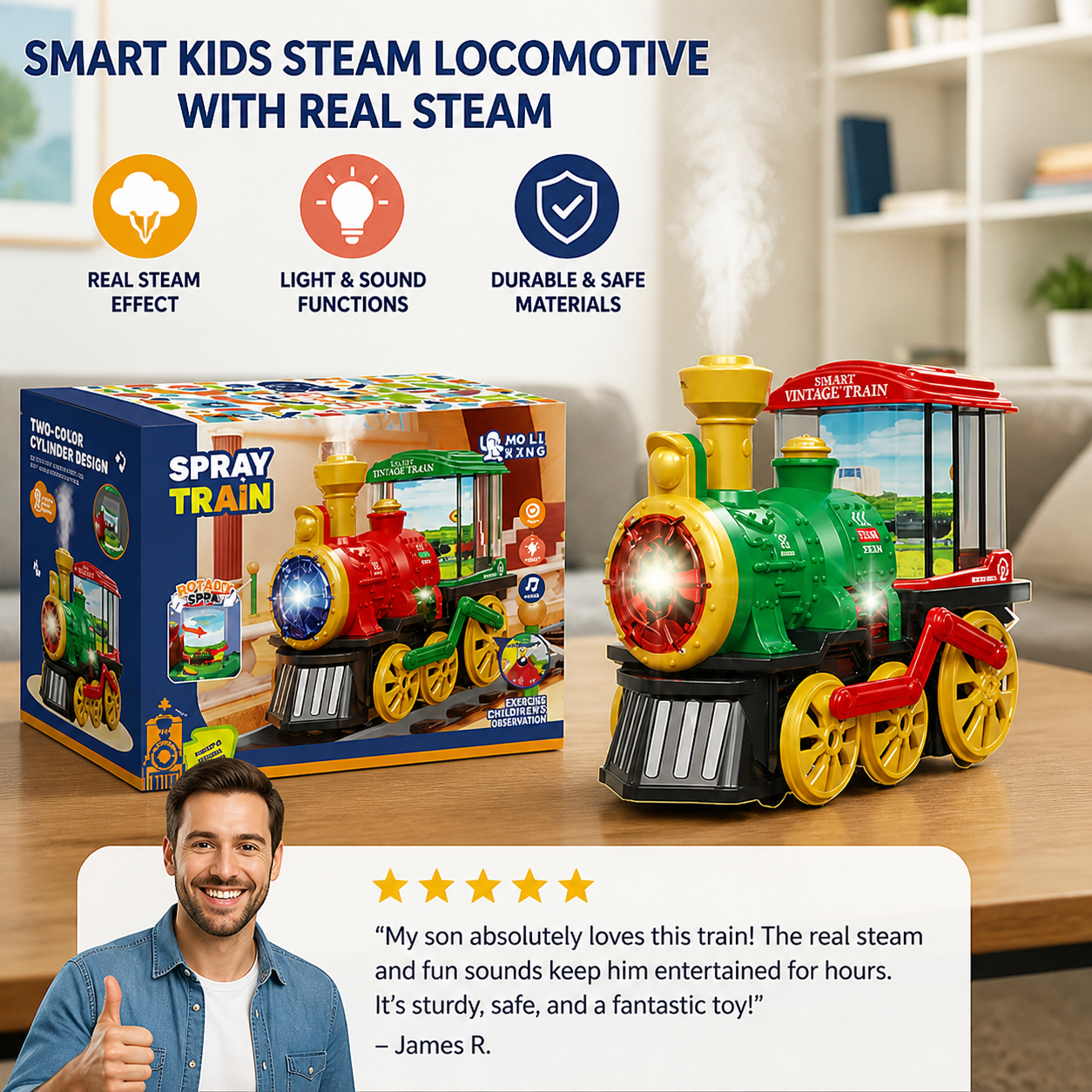 Smart Kids Steam Locomotive with Real Steam
