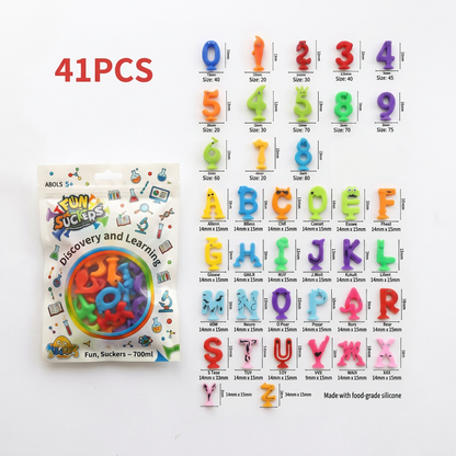 Educational suction cup letters and numbers toy
