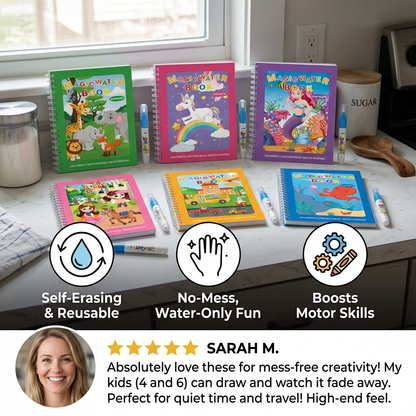 Magic Self Erasing Water Painting Book Set with Water Brush