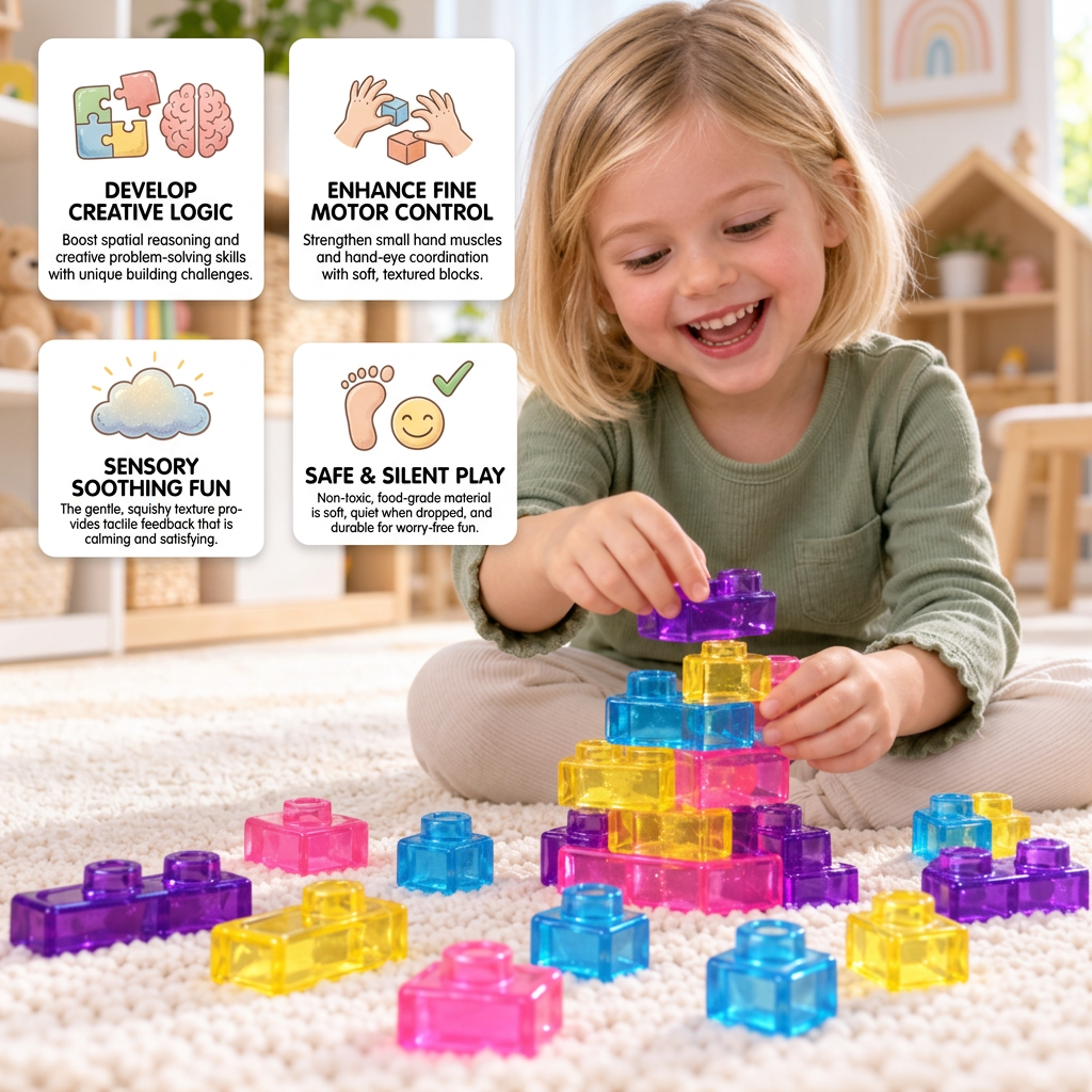 Safe & Soft Squishy Jelly Building Blocks for Kids