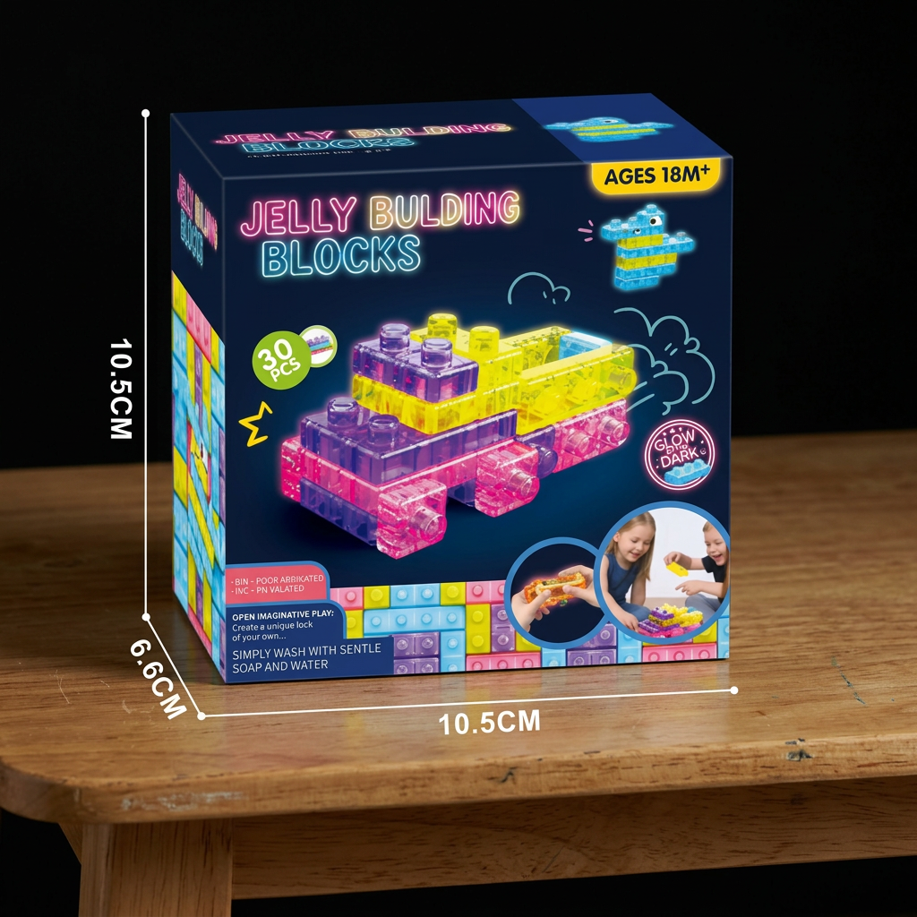 Glow-in-the-Dark Squishy Jelly Building Blocks for Kids – Safe & Soft