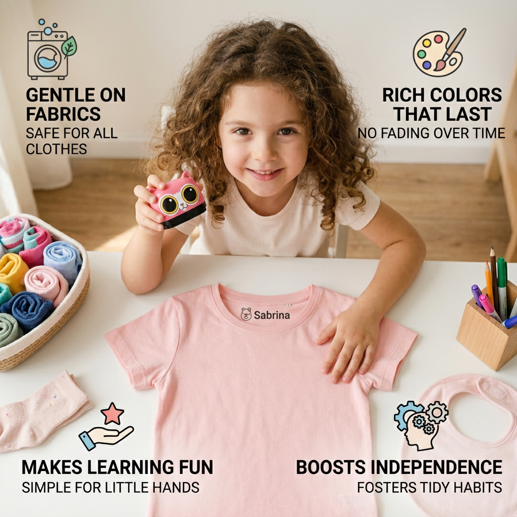 Personalized Kids’ Permanent Name Stamp for Clothing & School Supplies
