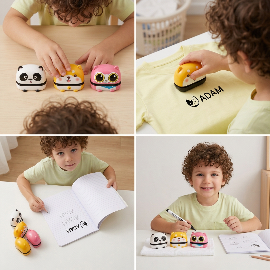 Personalized Kids’ Permanent Name Stamp for Clothing & School Supplies