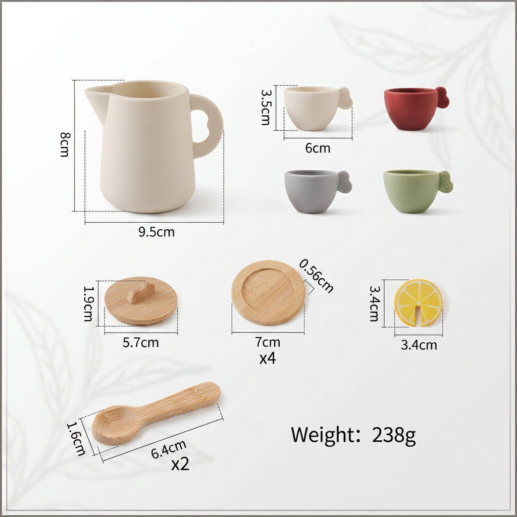 Wood and Silicone Tea Set