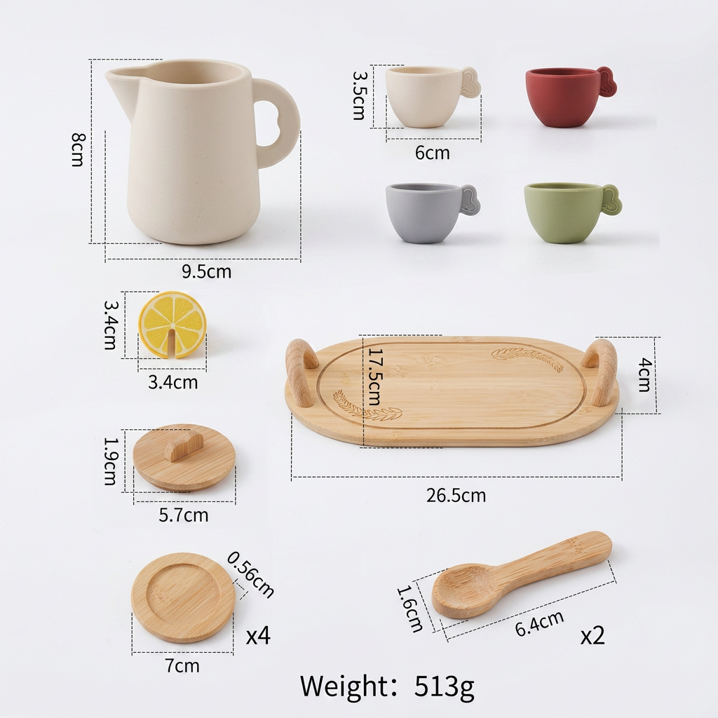 Wood and Silicone Tea Set