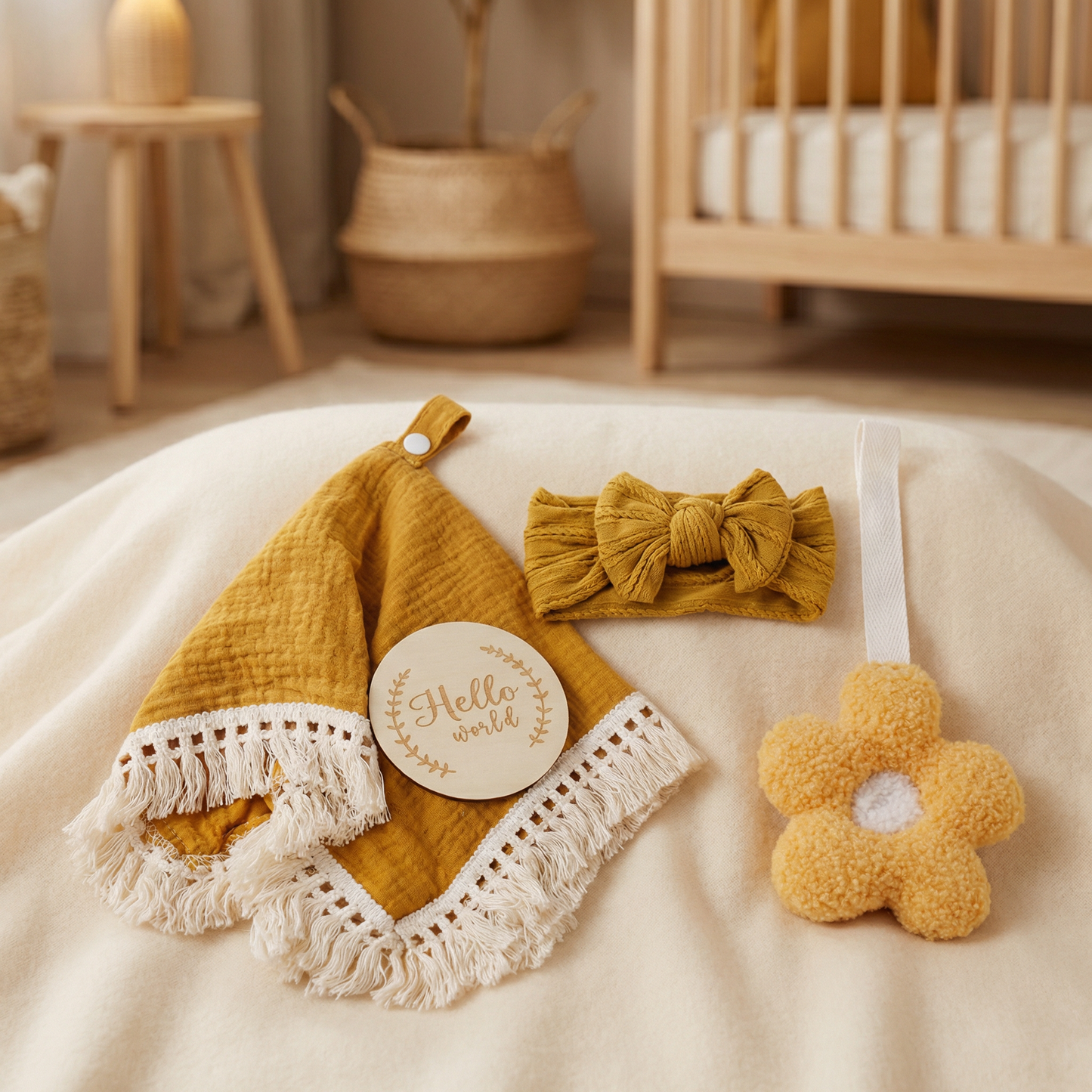 Baby Care Gift Box – Towel, Socks or Headband & Bath Brush for Newborns
