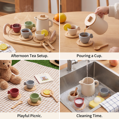 Wood and Silicone Tea Set