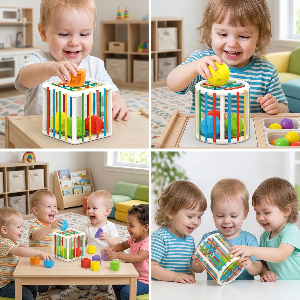 Wooden Shape Sorting Cube - Educational Toy for Kids