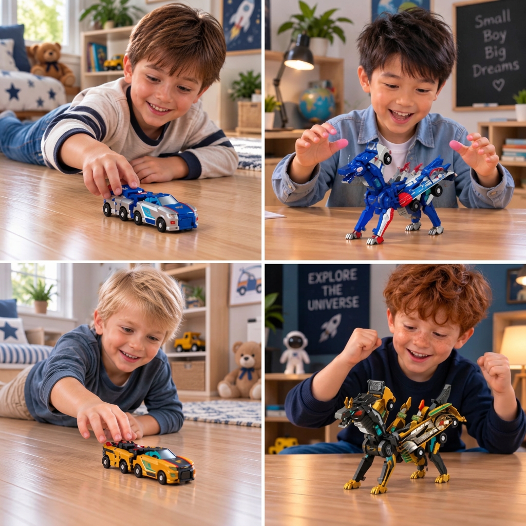 2-in-1 Magnetic Transforming Car & Dinosaur Toy with Automatic Collision Action