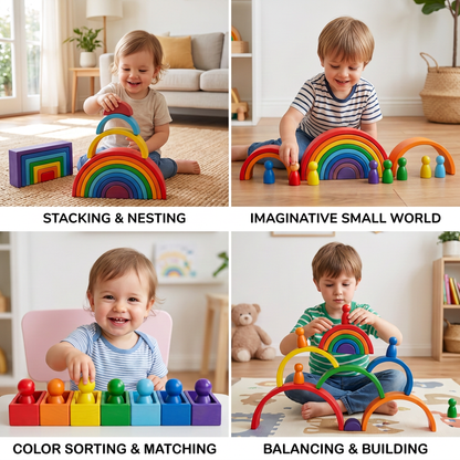Montessori Colored Wooden Building Blocks