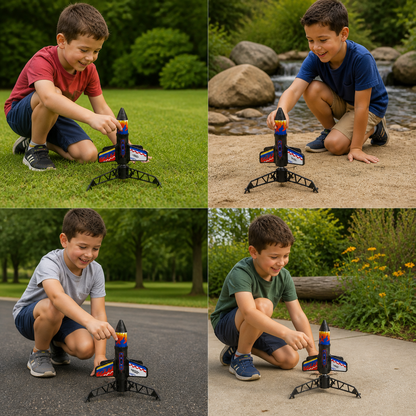 Kids Rocket Launcher with Parachute – Motorized Toy Rocket for Outdoor Adventures