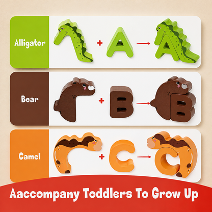 Wooden animal alphabet puzzle - A to Z learning toy for kids
