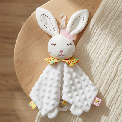 Soothing plush cuddly blanket with rattle